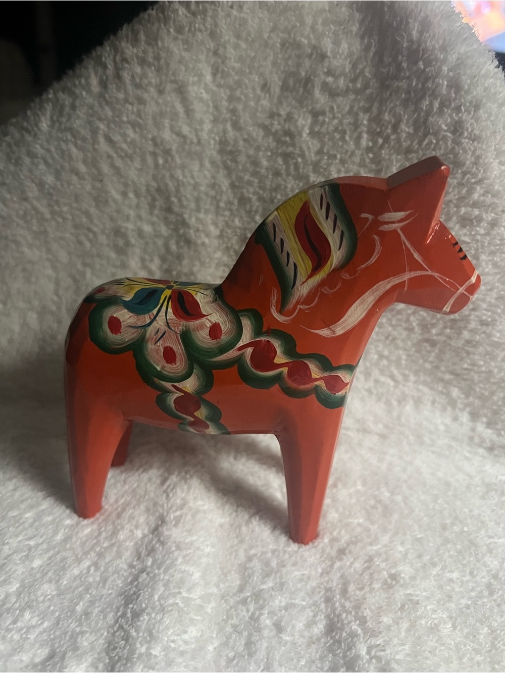 G. A. Ollson Hand-Painted Red Dala Horse Wooden Sculpture